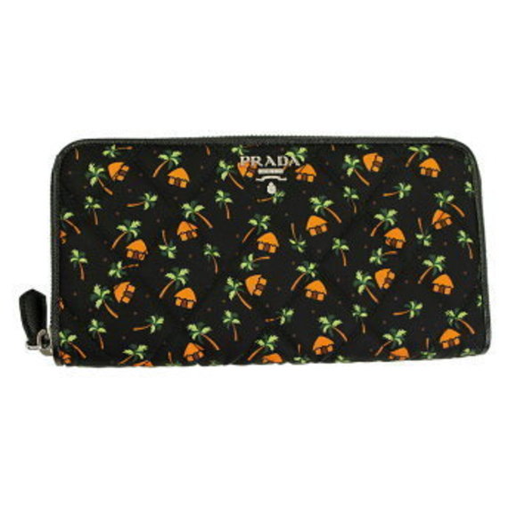 Prada Wallet black nylon long quilted Tessuto St Palm Nero - Picture 1 of 4